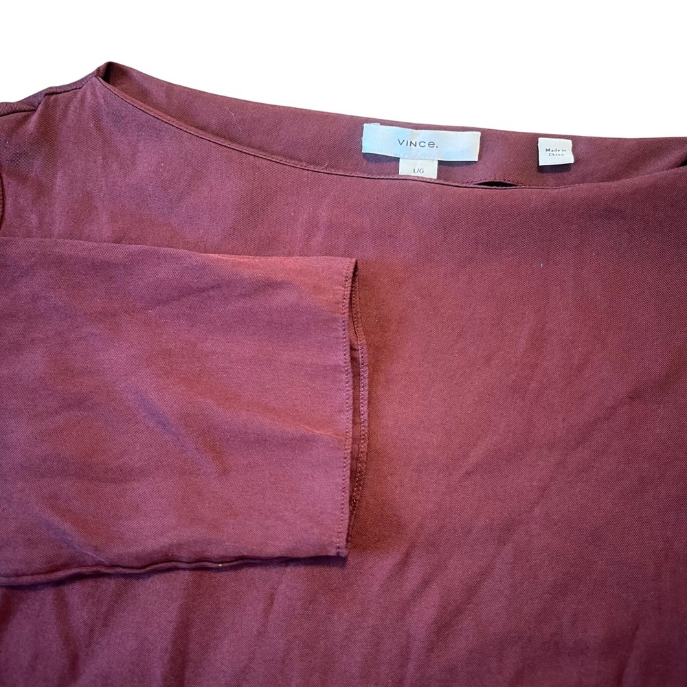 Vince Burgundy Boat Neck 3/4 Sleeve Top Women's Size Large